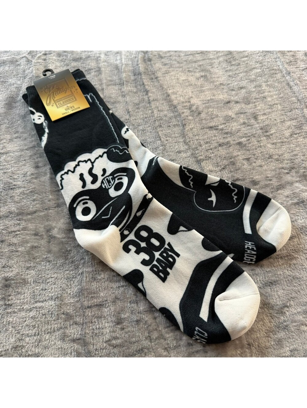 Headgear Classics Men's Socks Black White 38 BABY Patterned Combed Cotton S/M